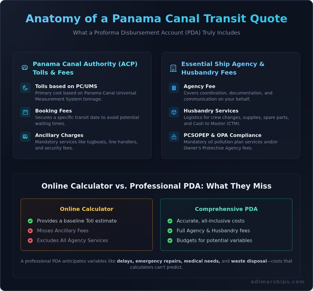 Panama Canal Transit Quote: A Complete Guide to Your Vessel’s Costs - Infographic