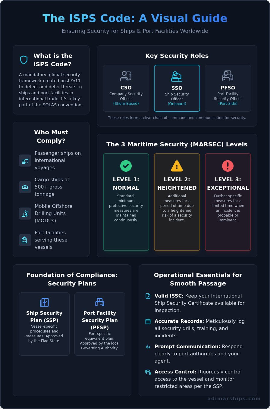The Port Facility Security (ISPS) Code: A Plain-English Guide for Ship Operators - Infographic