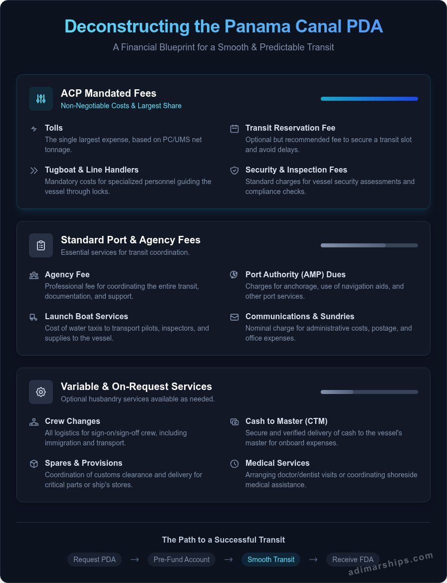 Proforma Disbursement Account (PDA) for the Panama Canal: Your Complete Guide - Infographic